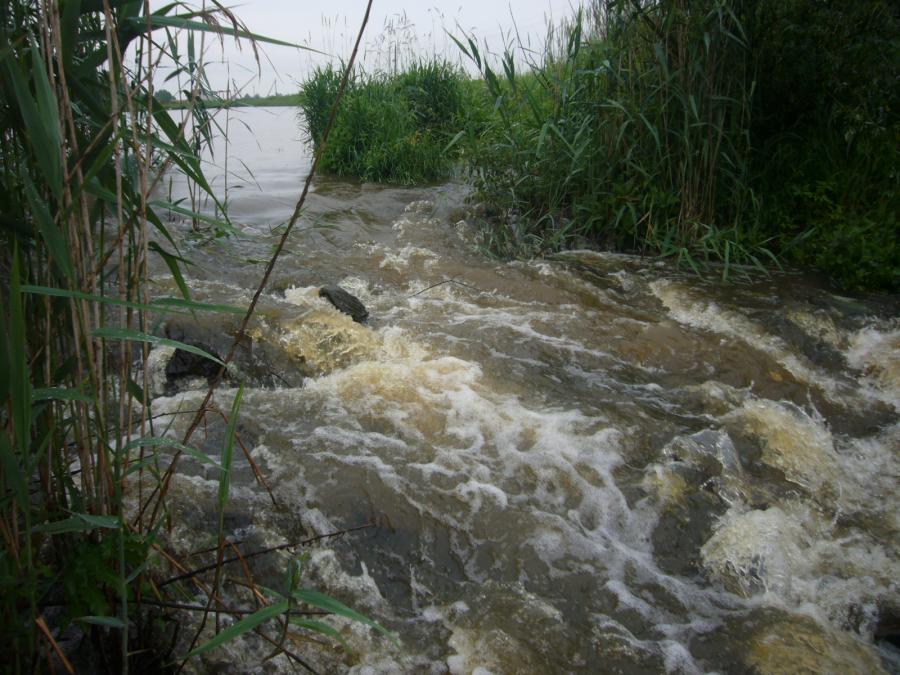 Вот такая шиверка образовалась между водохранилищем и каналом непосредственно у самого моста.
